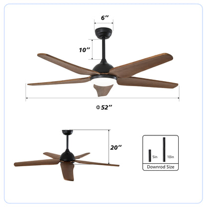 52" Black Brown Reversible Ceiling Fan with Light - view 7