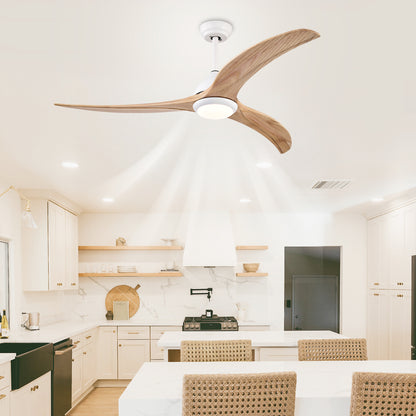52" Matte White Solid Wood Ceiling Fan with Remote - view 5