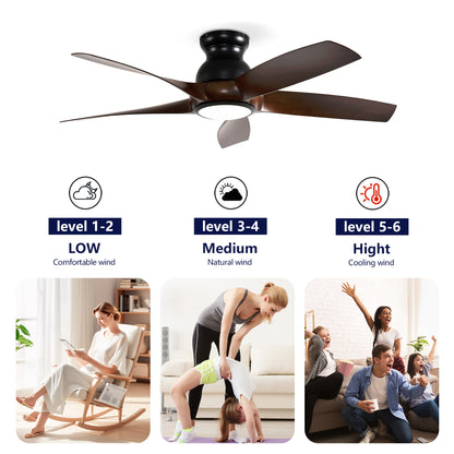 56" Matte Black & Wood Ceiling Fan with Remote - view 11