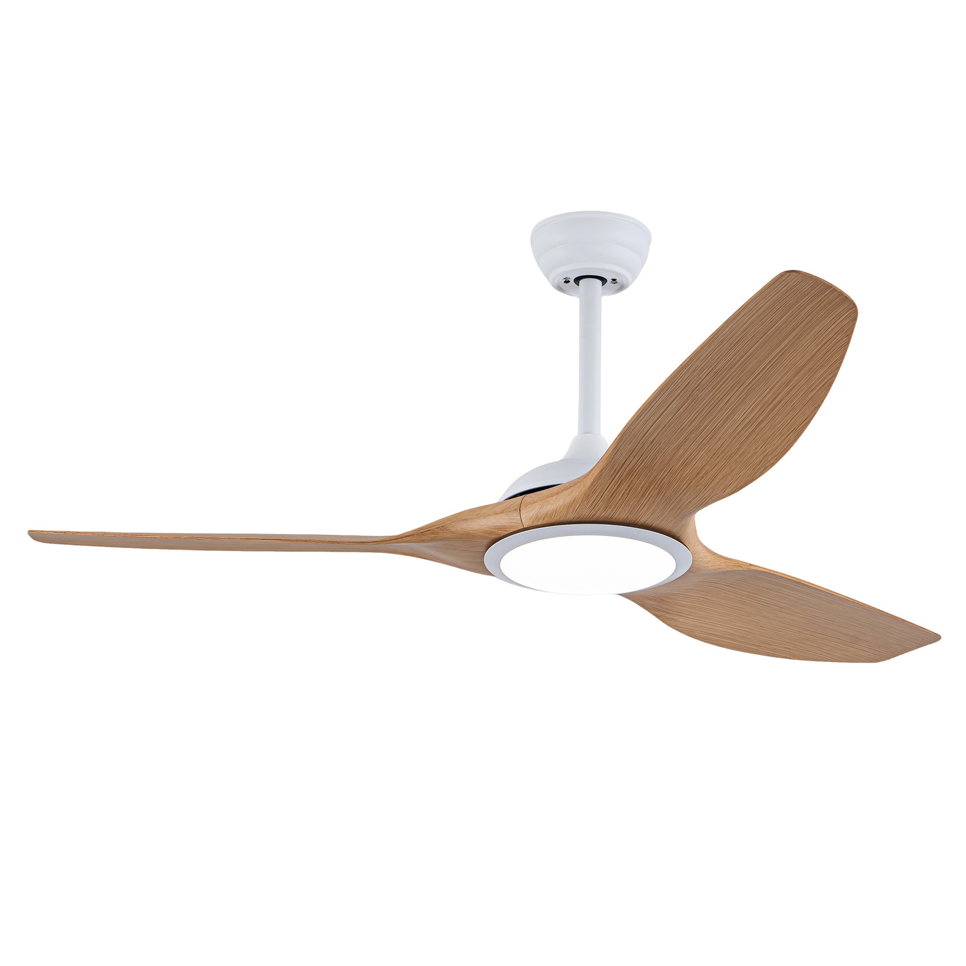 52" Matte White & Natural Wood Ceiling Fan with Remote - view 18