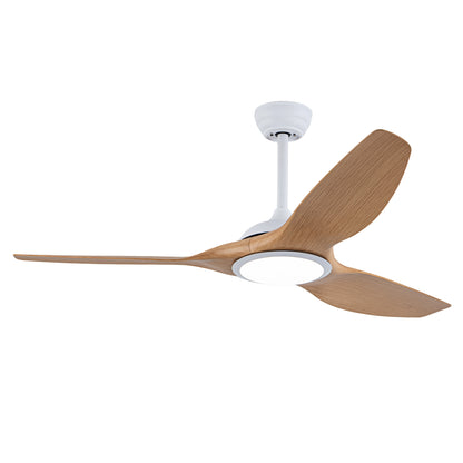 52" Matte White & Natural Wood Ceiling Fan with Remote - view 18