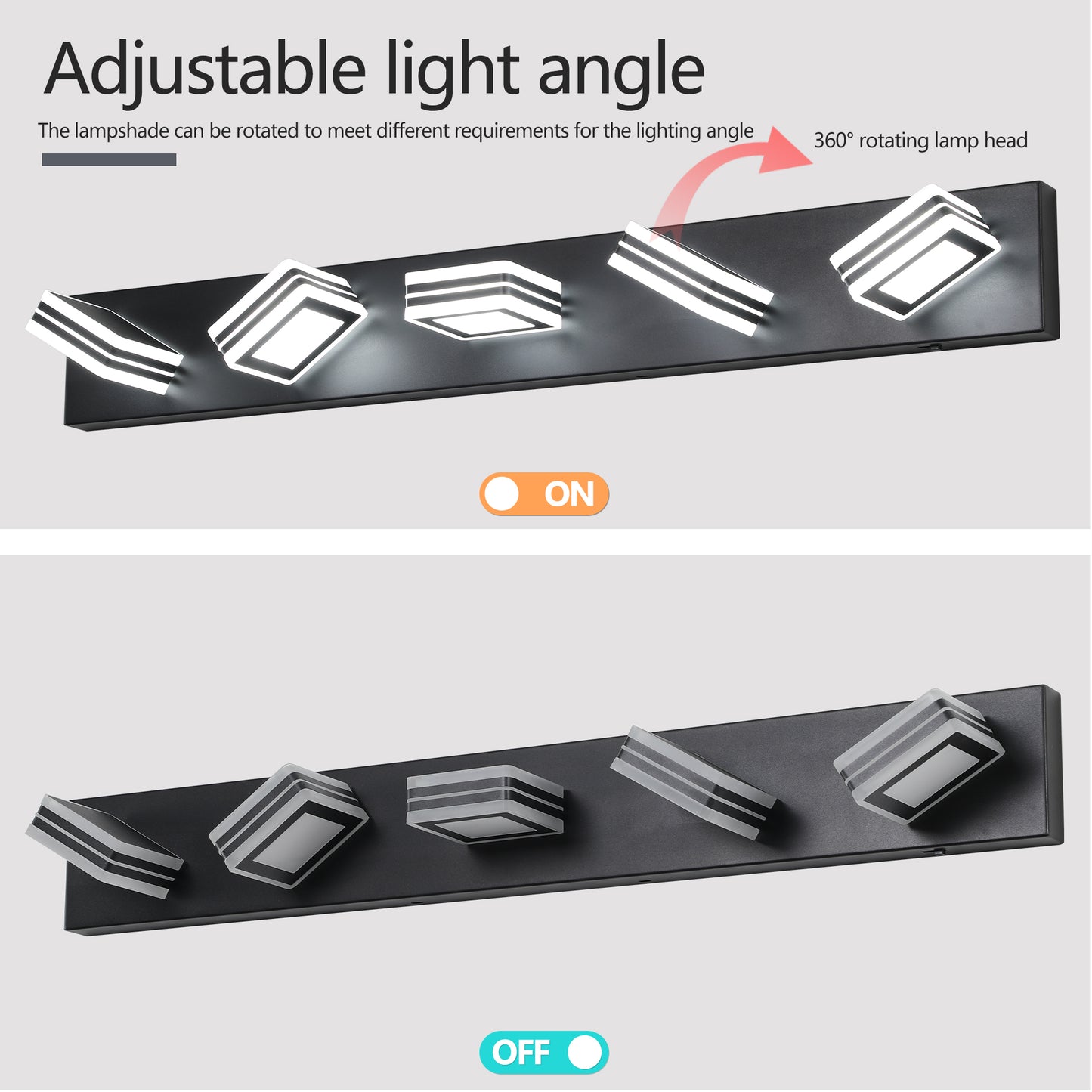 34" 5-Light Modern Black LED Vanity Light - view 7