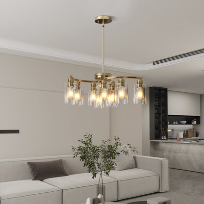 9-Light Gold Chandelier with Clear Glass Shades - view 2