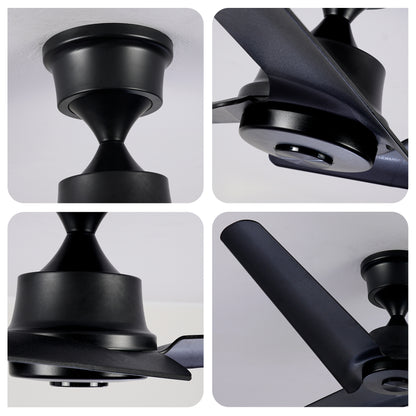 52" Black 3-Blade Ceiling Fan with Remote - view 14