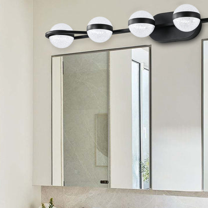 43" 6-Light Black LED Vanity Light with Crystal Sand Shades - view 3