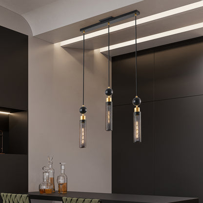 25" 3-Light Black & Gold Chandelier with Mesh Shades - view 4