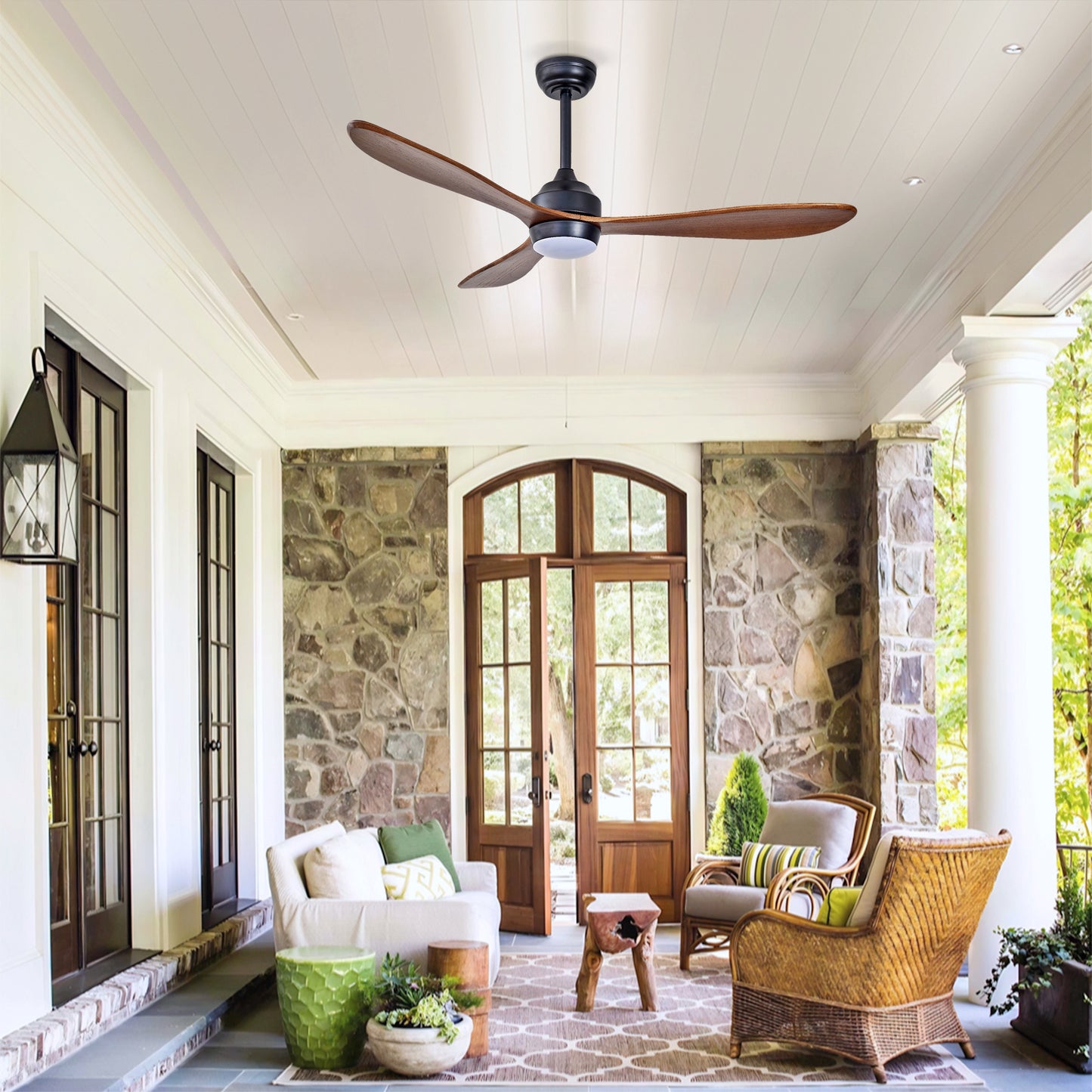 52" Black Reversible Ceiling Fan with Light - view 5