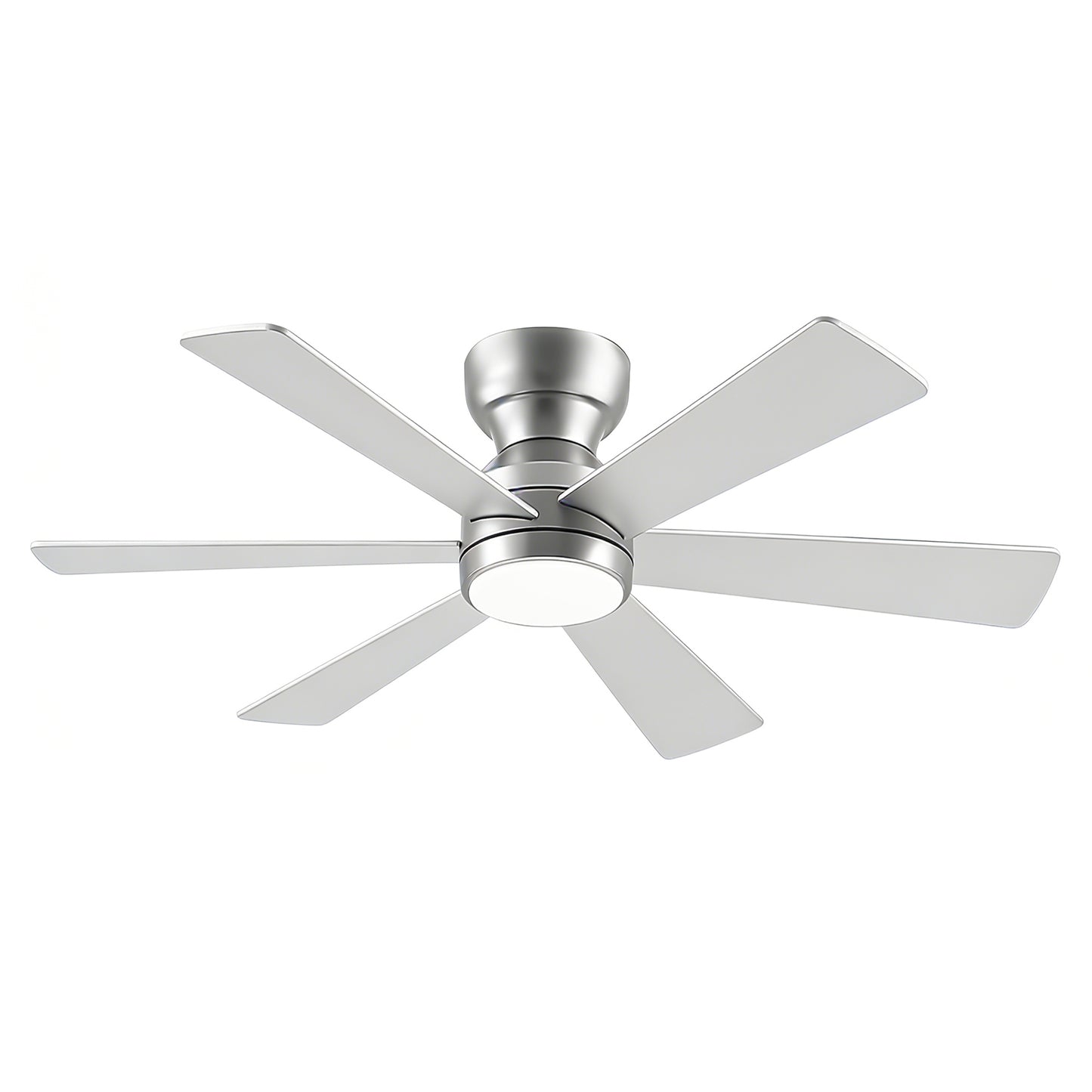 46" Silver Flush Mount Ceiling Fan with Light and Remote