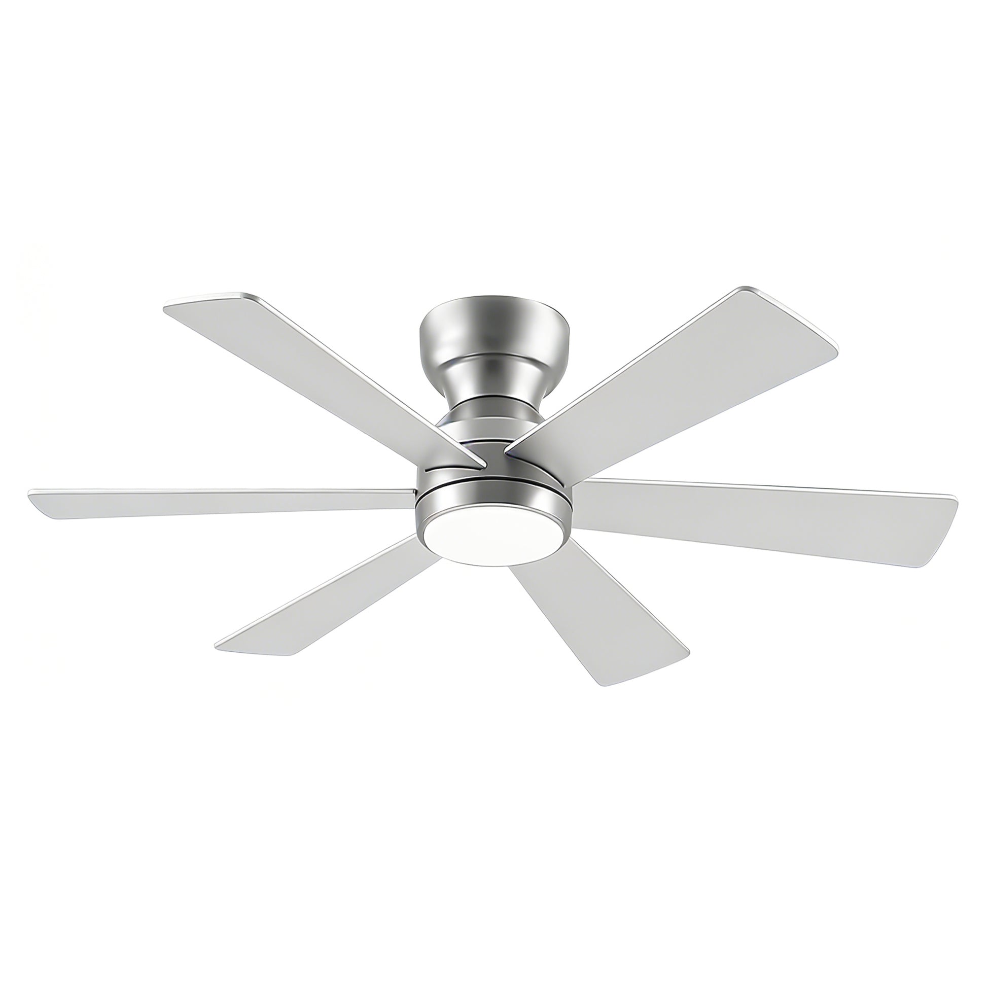 46" Silver Flush Mount Ceiling Fan with Light and Remote