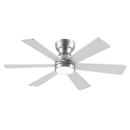 46" Silver Flush Mount Ceiling Fan with Light and Remote