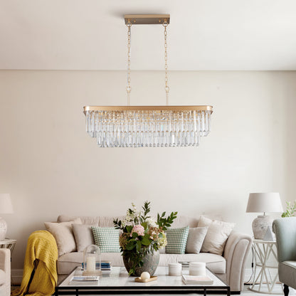 Gold Rectangular Crystal Farmhouse Chandelier - view 2