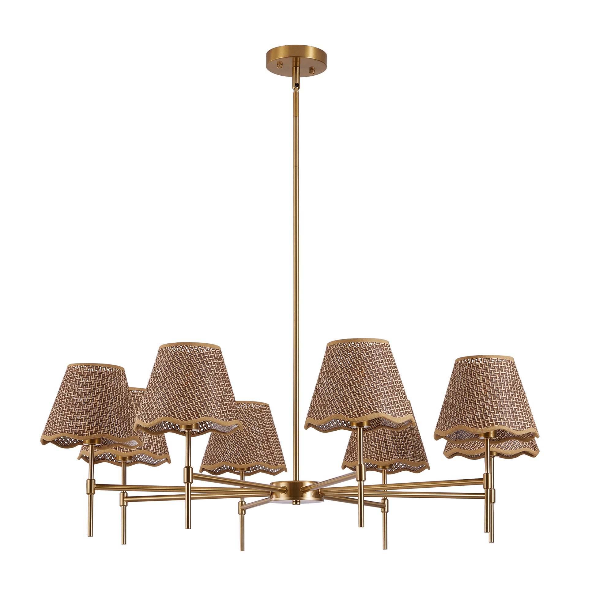38.6" 8-Light Gold Rattan Farmhouse Chandelier - view 8