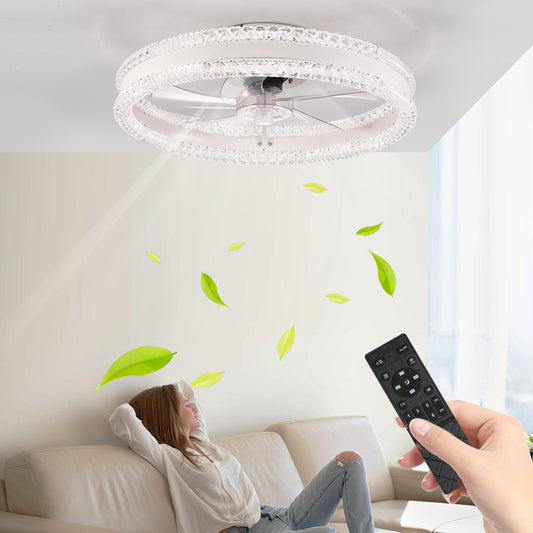 20" White Double Ring Ceiling Fan with Dimmable LED - view 2
