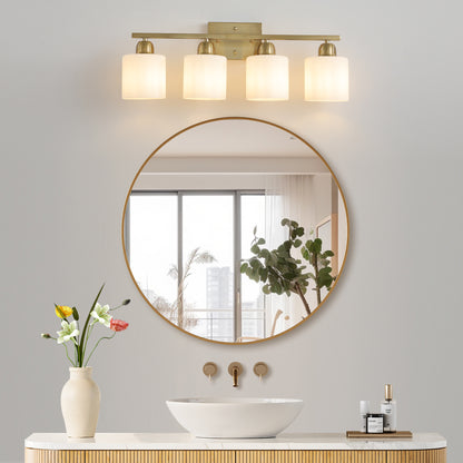 4-Light Gold Vanity Wall Light with Frosted Glass - view 3