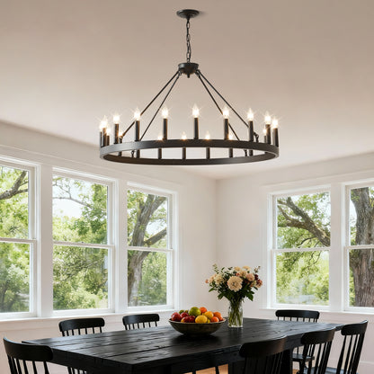 39.4" 20-Light Wagon Wheel Farmhouse Chandelier - view 3