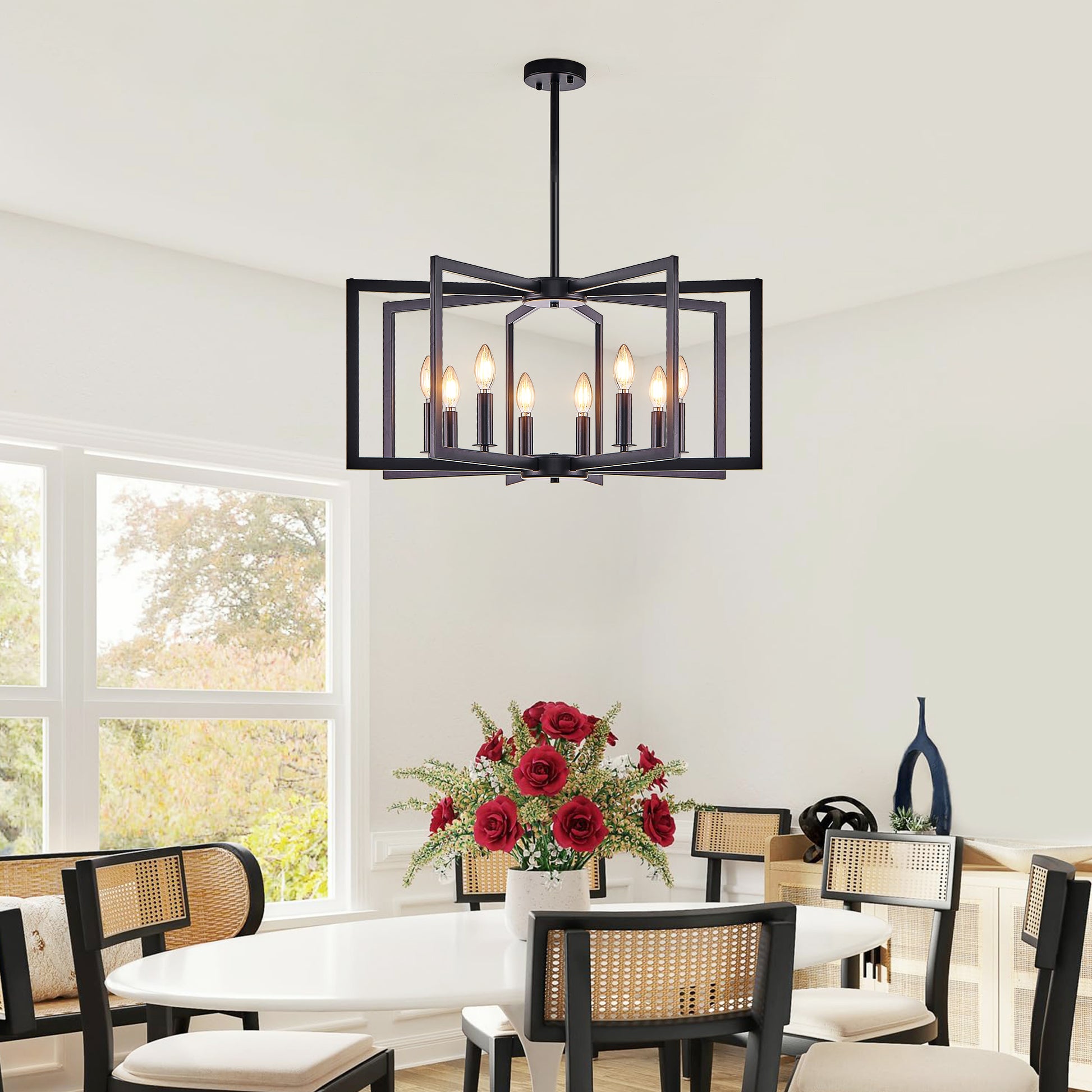 27" 8-Light Black Geometric Chandelier - view 3