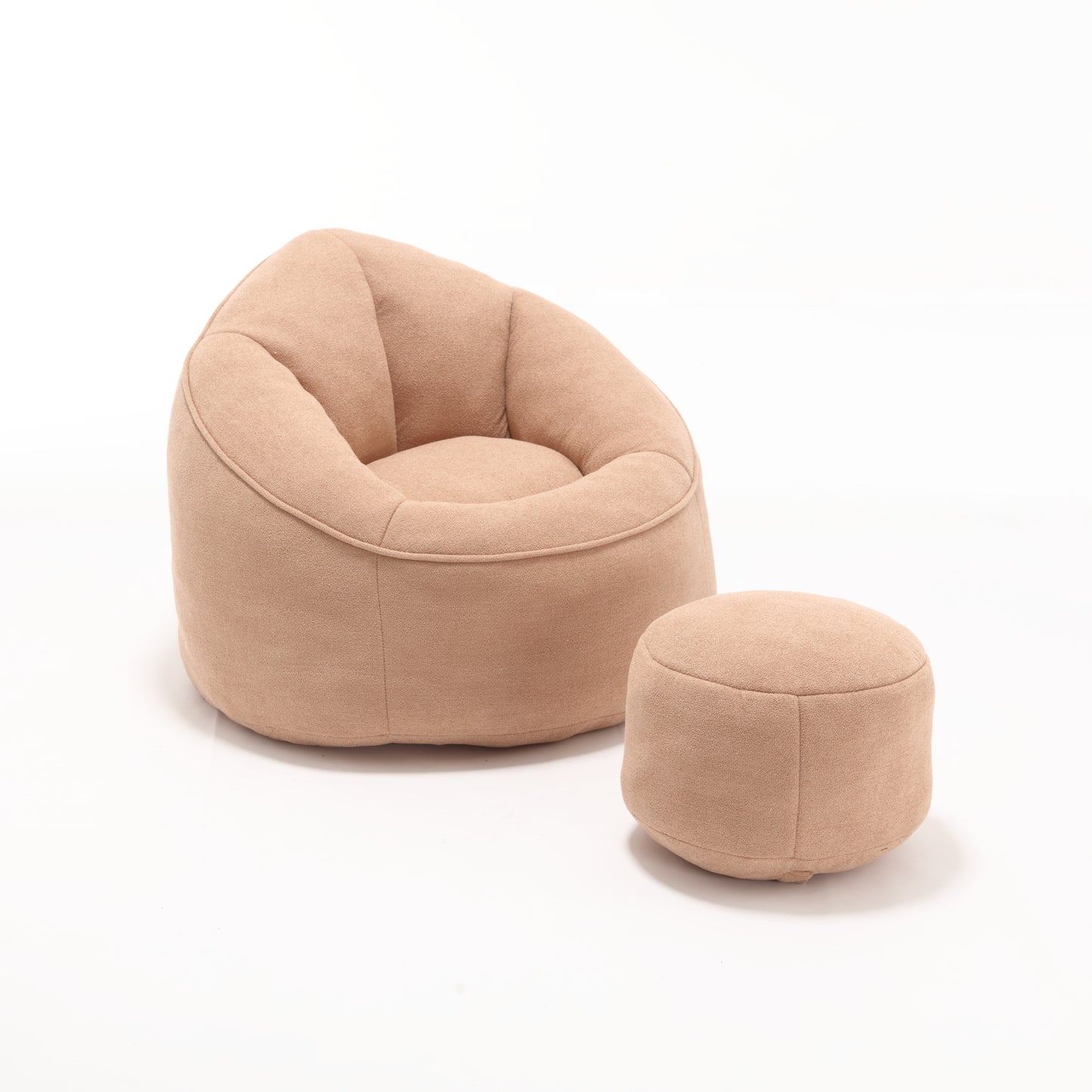 Microfiber Bean Bag Sofa Chair with Footrest – Tan