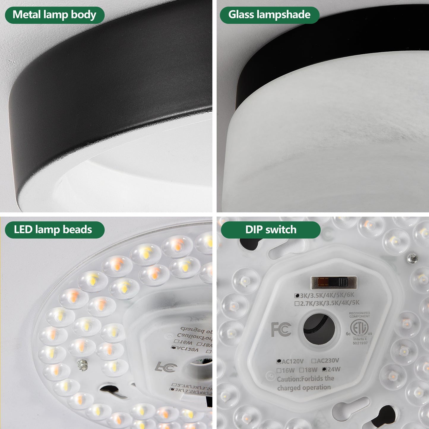 12" Black Round LED Flush Mount Ceiling Light - view 7