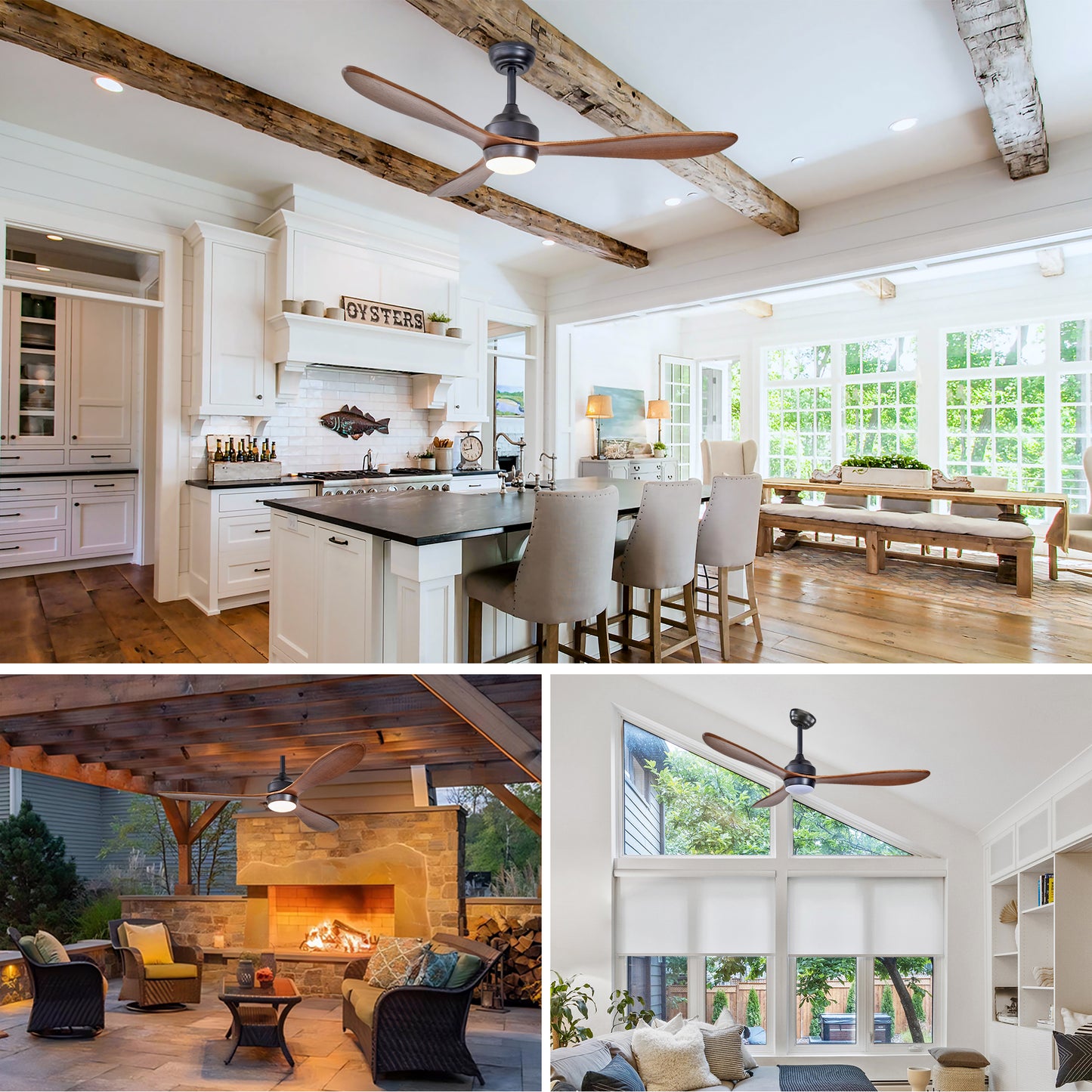 52" Black Reversible Ceiling Fan with Light - view 6