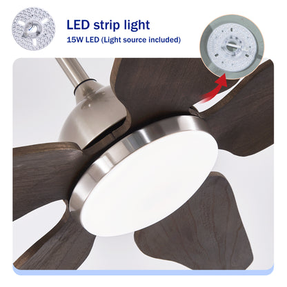 52" Nickel Reversible Ceiling Fan with Light - view 8