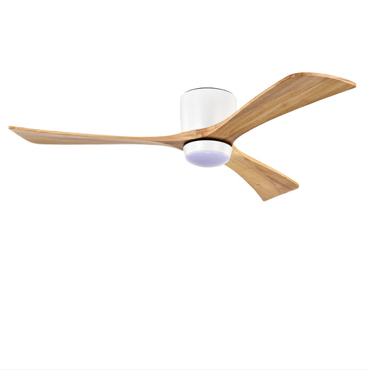 52" Matte White & Natural Wood Ceiling Fan with Remote