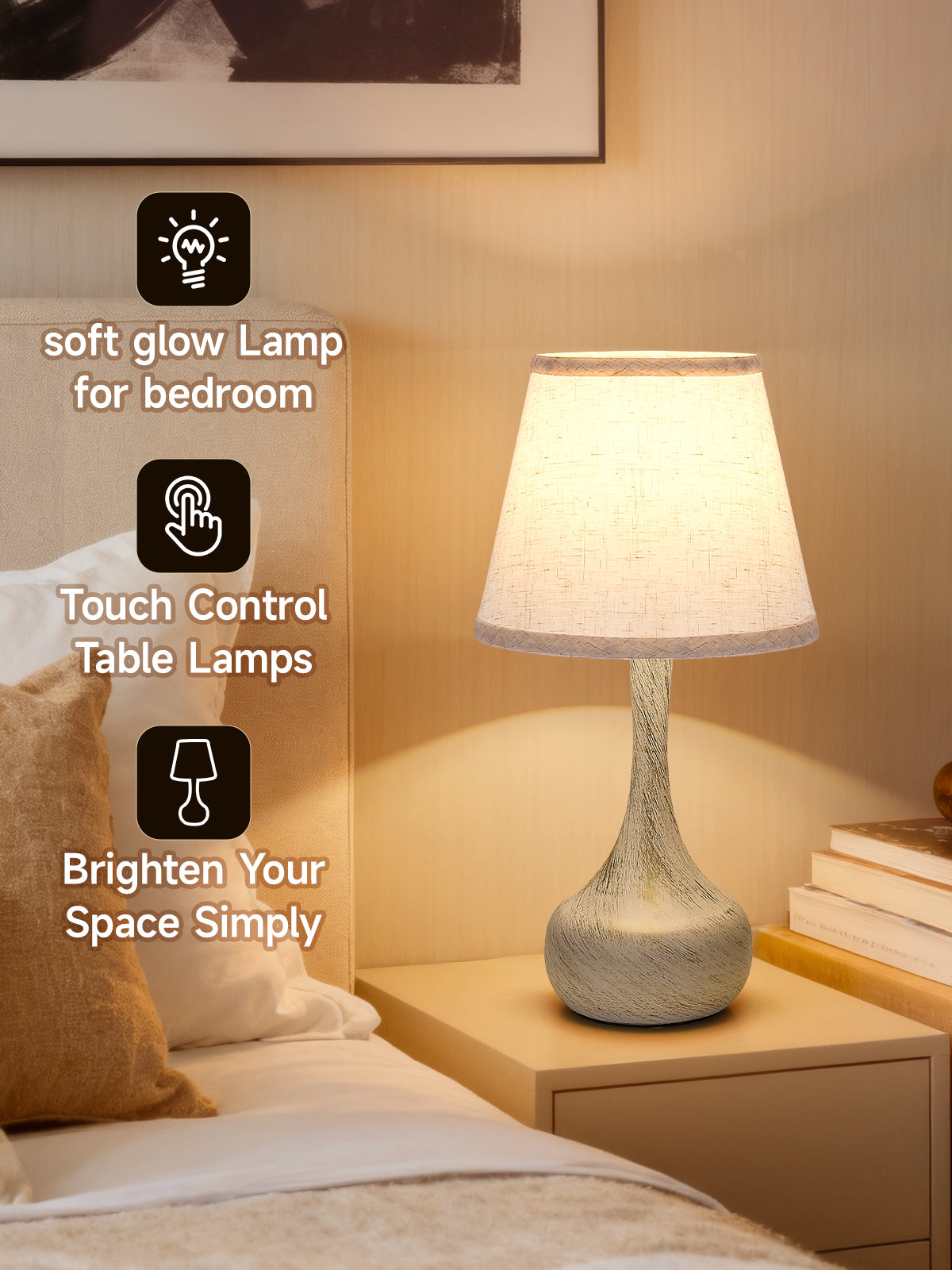 White & Gold Farmhouse Touch Table Lamp, Set of 2 - view 6