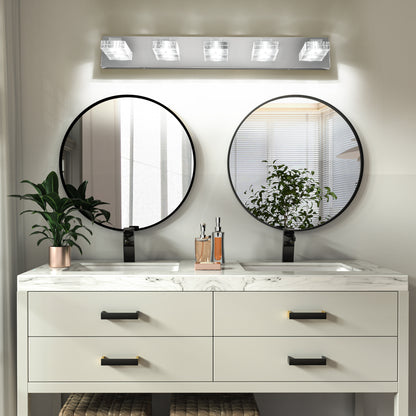31" 5-Light Chrome LED Vanity Light with Acrylic Shades - view 4