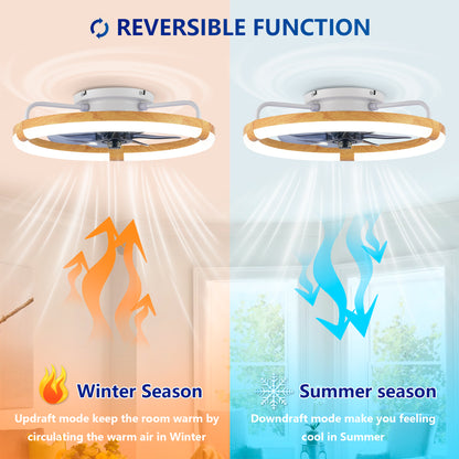 20" Matte White & Wood Ceiling Fan with Dimmable LED - view 13