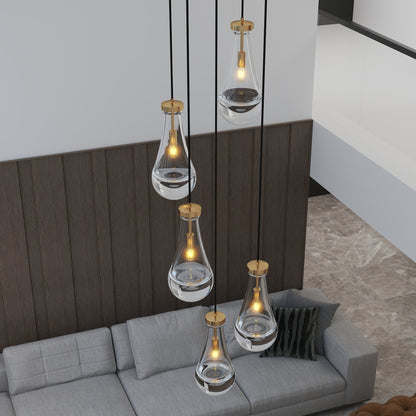 5-Light Brass Cluster Pendant Chandelier - view 5