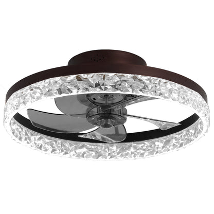 19.7" Brown Flush Mount Ceiling Fan with Dimmable LED - view 9