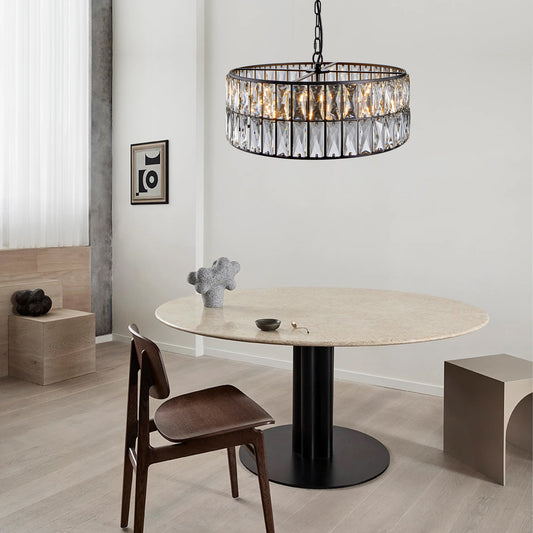 18" 6-Light Black Crystal Drum Chandelier - view 2