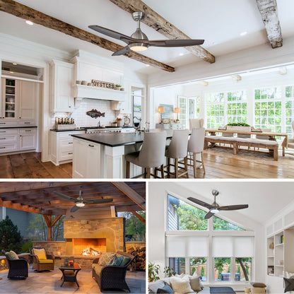 52" Nickel & Wood Reversible Ceiling Fan with Light - view 6