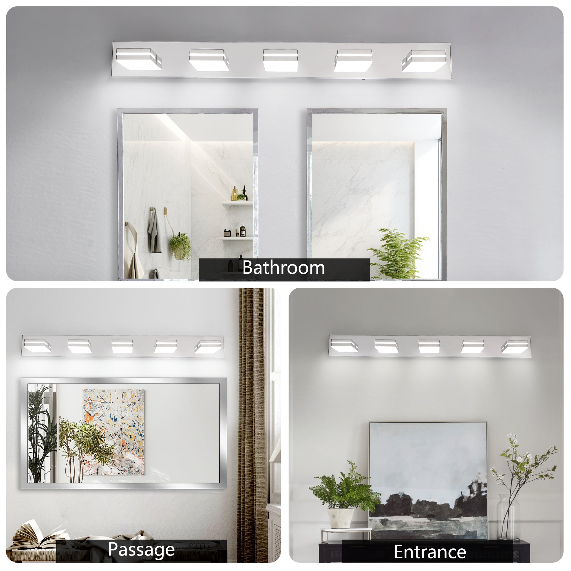Modern 5-Light Chrome LED Vanity Light - view 4