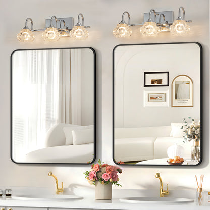 17" 3-Light Nickel Vintage Crystal Vanity Light - view 3
