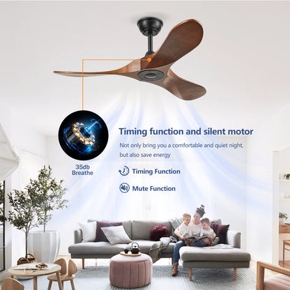 42" Matte Black Solid Wood Ceiling Fan with Remote - view 14