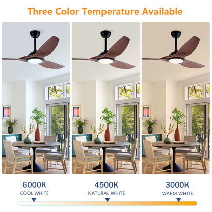 52" Matte Black & Wood Ceiling Fan with Remote - view 9