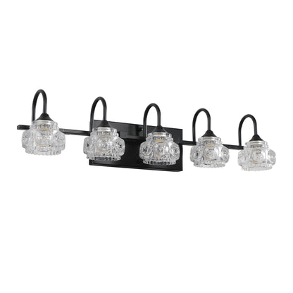 29" Retro 5-Light Black Crystal Vanity Wall Light - view 8