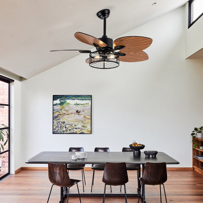 42" Matte Black Ceiling Fan with Light and Remote - view 5