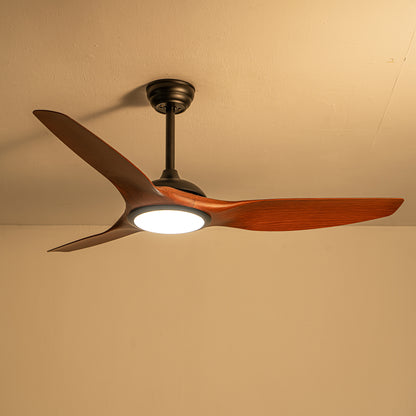 52" Matte Black & Wood Ceiling Fan with Remote - view 13