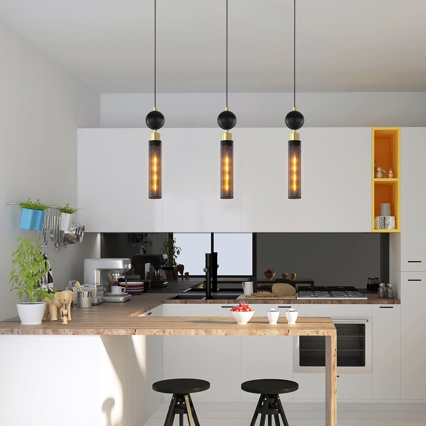 Black Wrought Iron Pendant Chandelier with Adjustable Cord - view 3