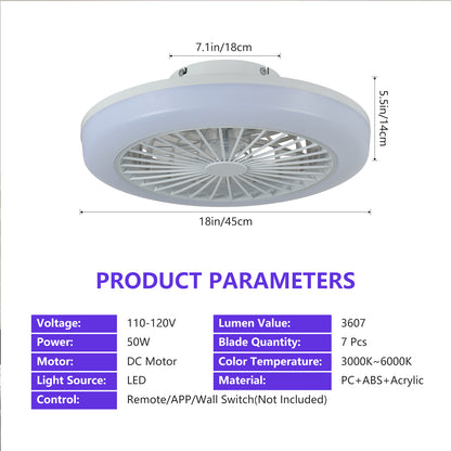 18" White Smart RGB Ceiling Fan with Remote - view 9