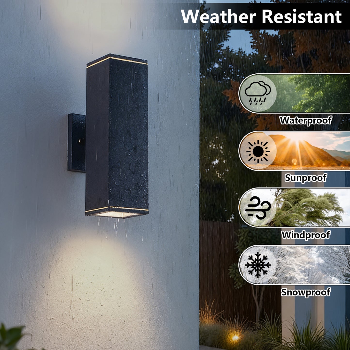 12" Black Up & Down Outdoor Wall Light, Set of 2 - view 3