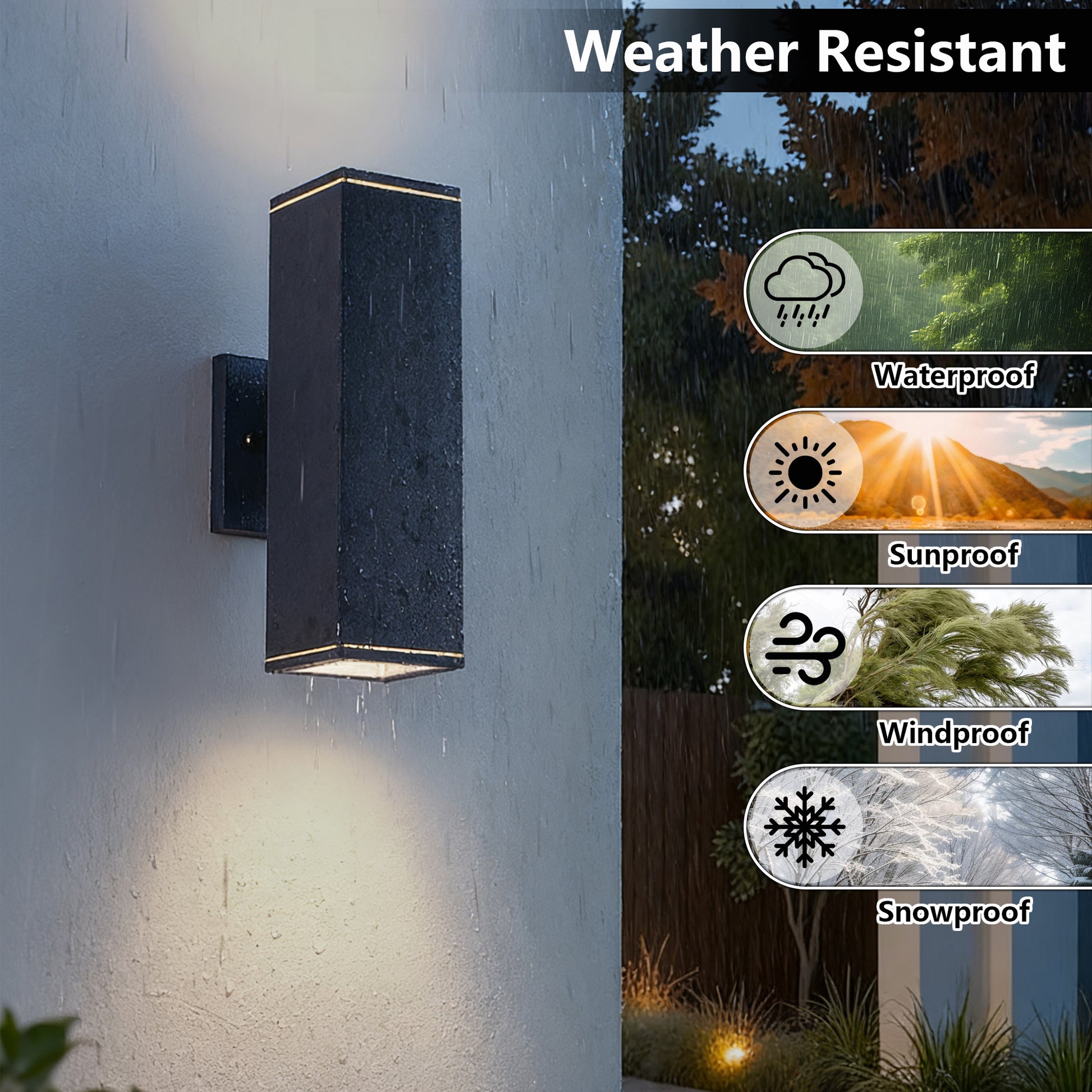 12" Black Up & Down Outdoor Wall Light, Set of 2 - view 3