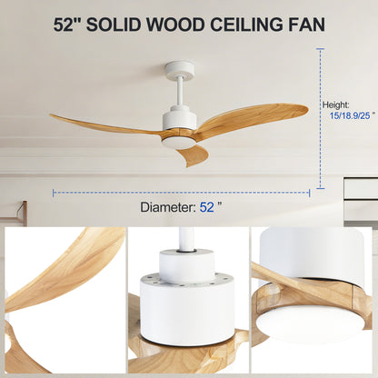52" White & Natural Wood Ceiling Fan with Dimmable LED - view 17