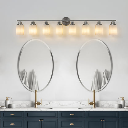 52" 8-Light Brushed Nickel Vanity Light with Frosted Glass - view 3