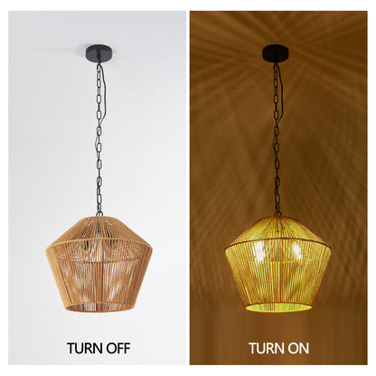 17" Boho Hemp Rope Pendant Light, Natural Finish - view 6