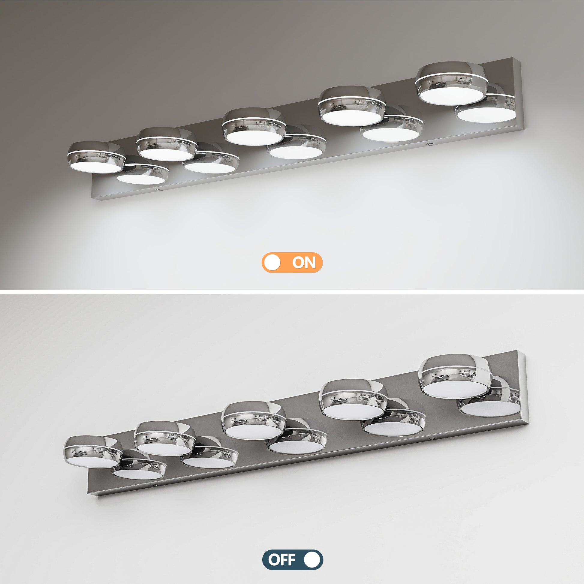 35" 5-Light Chrome LED Bathroom Vanity Light - view 5