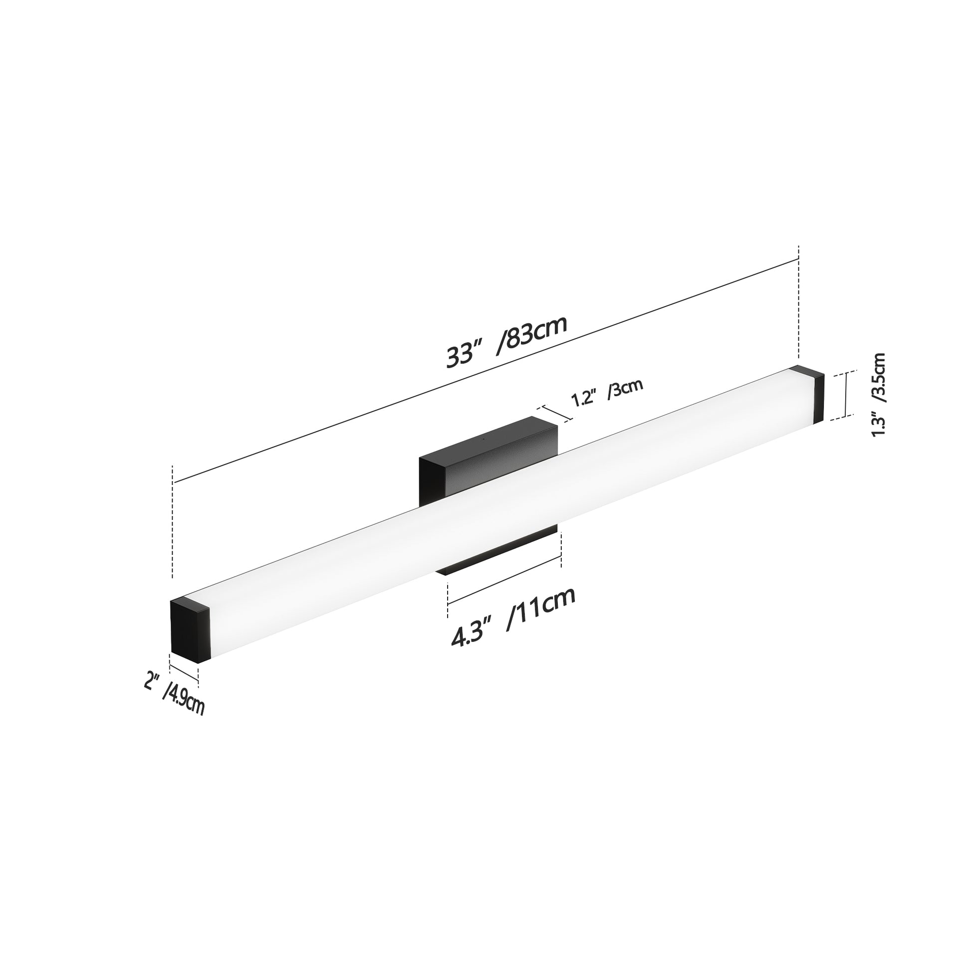 33" Black LED Bathroom Vanity Light - view 8