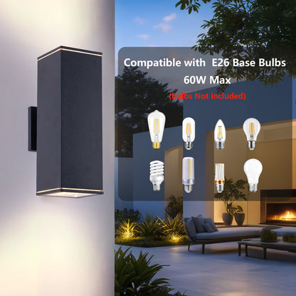 12" Black Square Up Down Outdoor Wall Light, 4-Pack - view 6