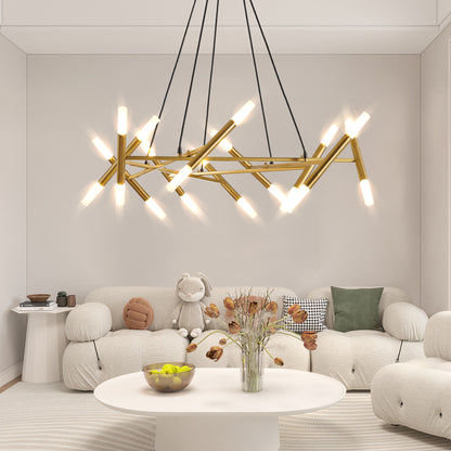 41" Gold Branch Chandelier with Frosted Tubes
